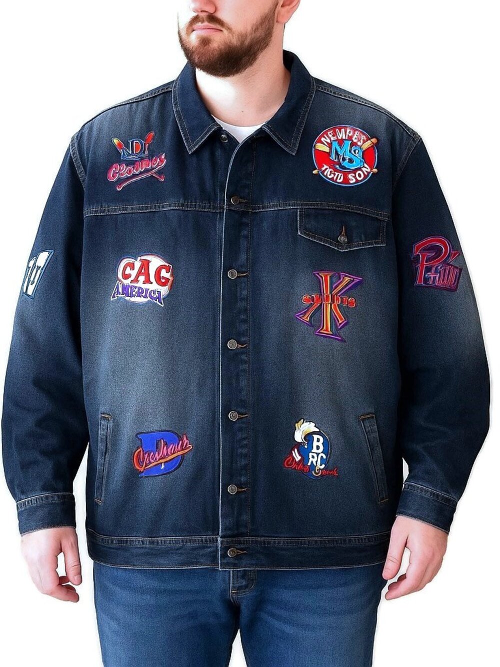 Headgear Vintage NLBM Negro Leagues Baseball Patch Denim Jacket 5XL EUC